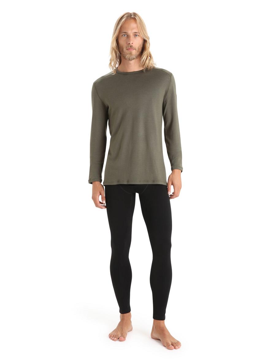 Black Men's Icebreaker 15.5 Merino Thermal Leggings | USA 1124PJJQ